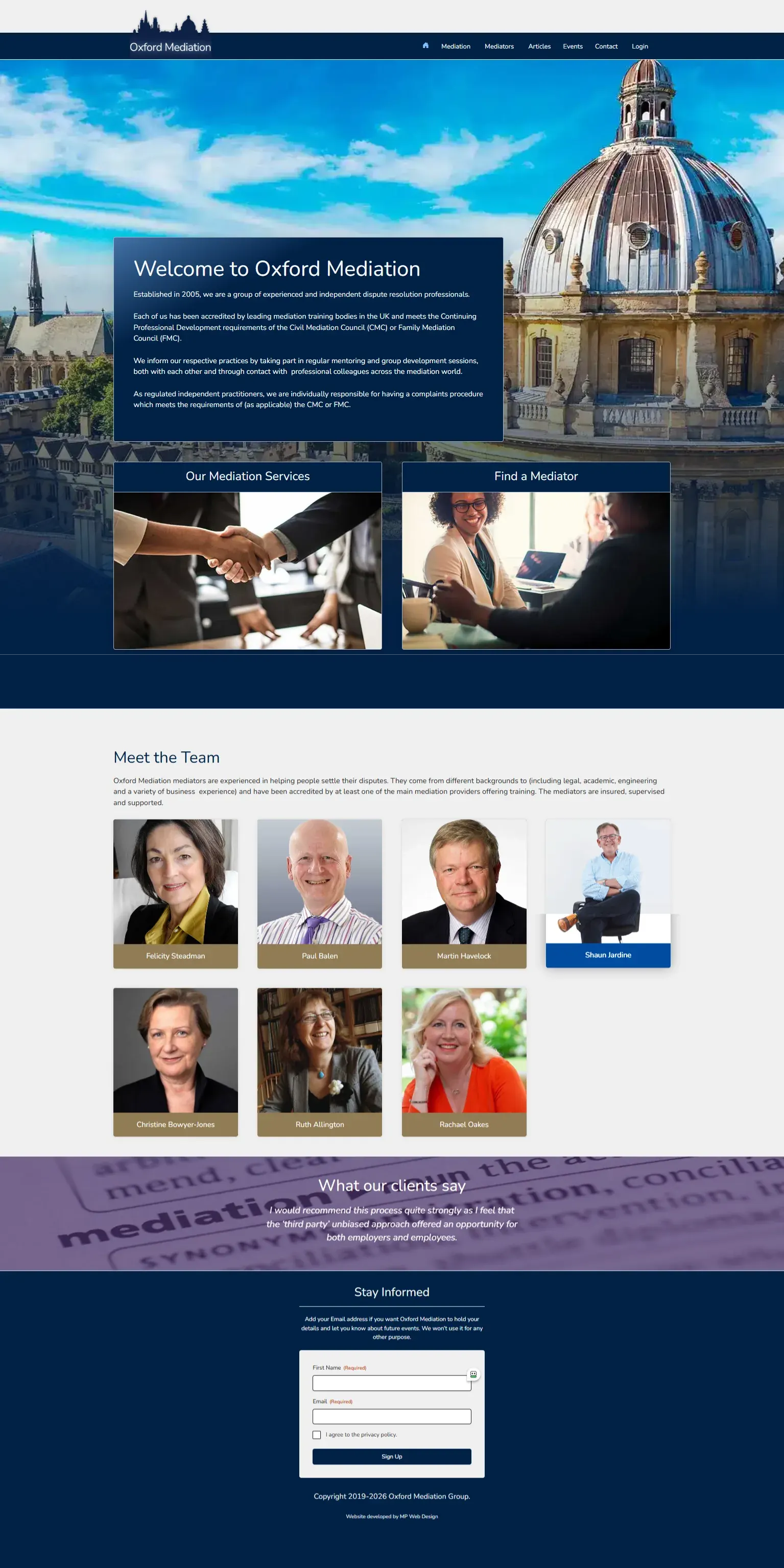 Oxford Mediation Group website screenshot