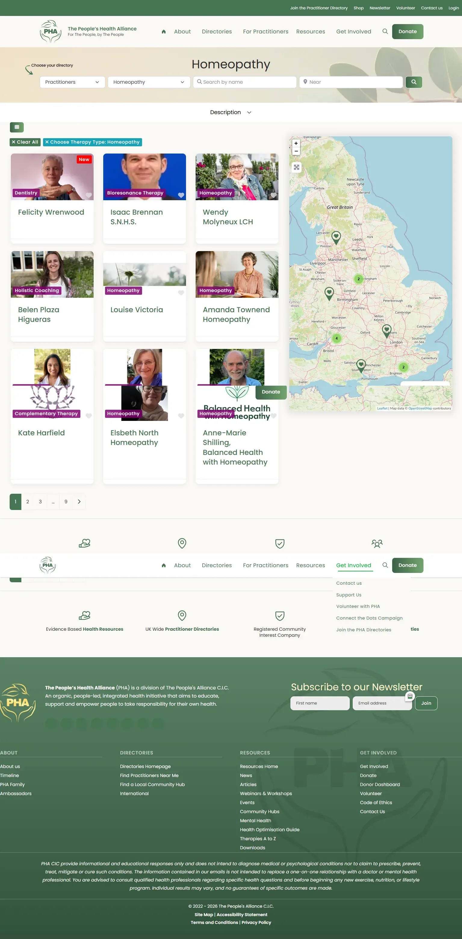 PHA Directories website screenshot